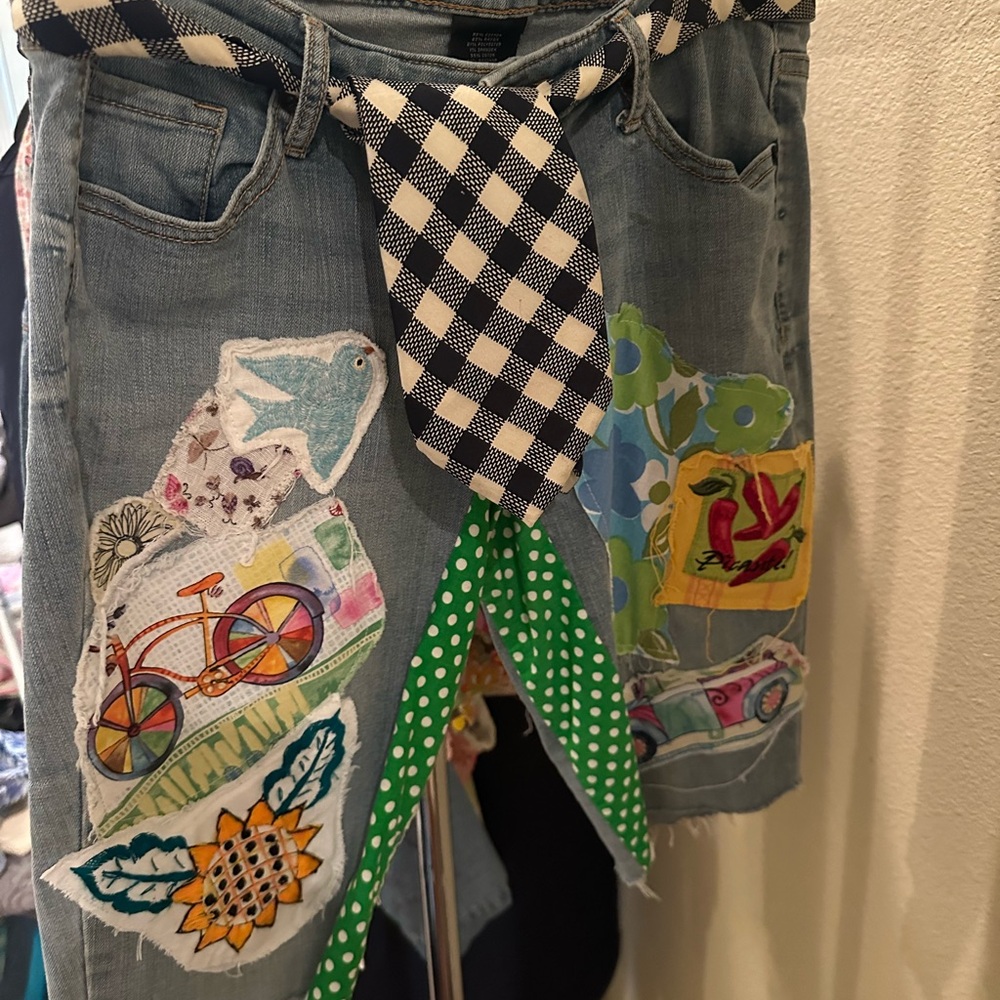 Patchwork Denim Women's Shorts